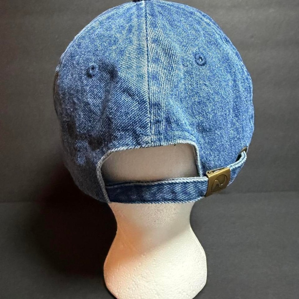 Newhattan Denim Baseball Cap Blue Black Faux Suede Brim Adjustable Hat Mens OS - Picture 4 of 8